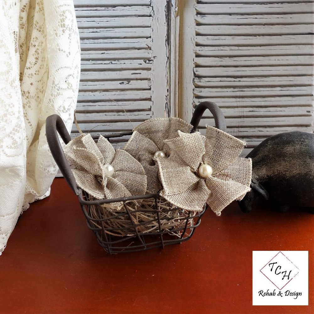 Burlap Farmhouse Flower Accents DIY Refrigerator Magnets Neutral Decor Handmade